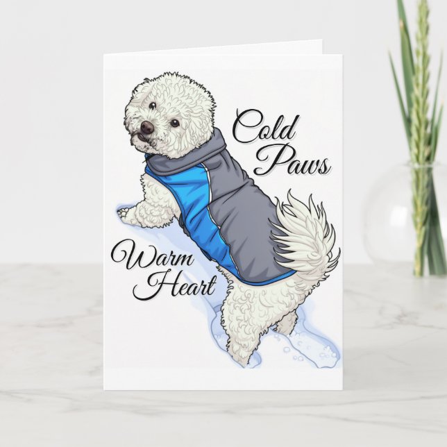 Varmhjärtad Snö Bichon Kort (Framsida)