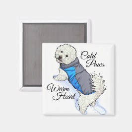 Varmhjärtad Snö Bichon Magnet