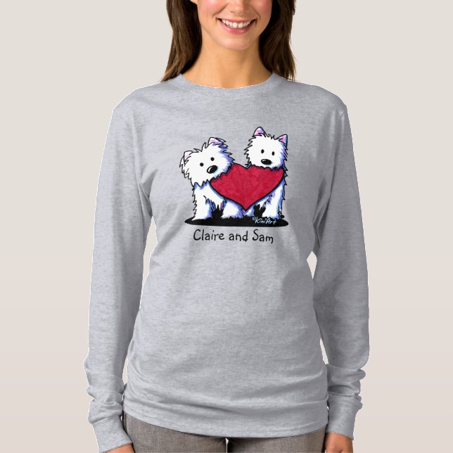 Varmhjärtad Westie Terrier  T Shirt (Framsida)
