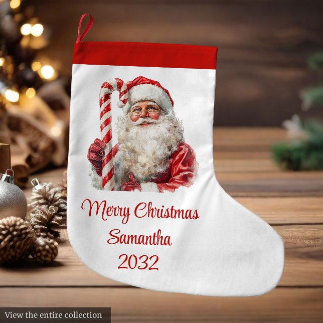 Varmish jul tomte trendig modern julstrumpa (Warmish Santa Claus Trendy Modern Holiday Stocking)