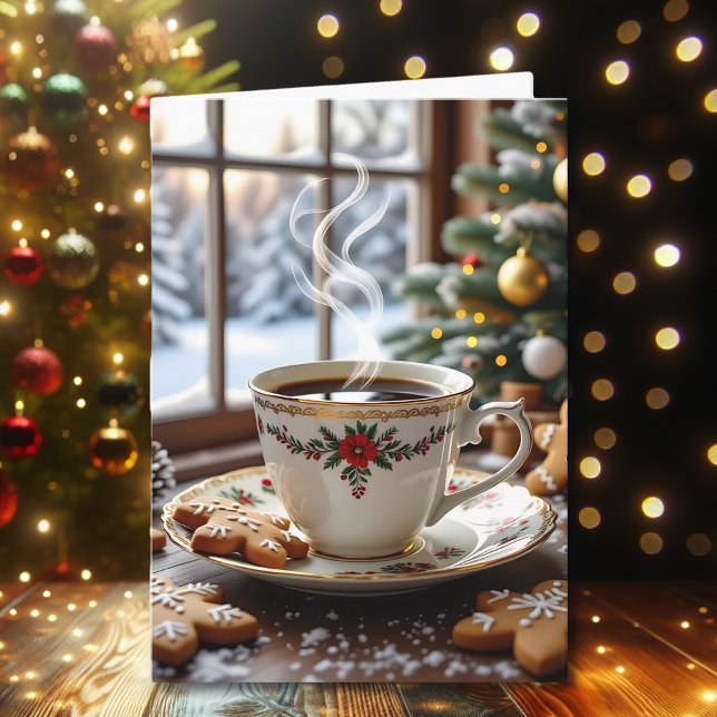 Varmkaffe och brödbröd Cookies Jul Kort (Skapare uppladdad)