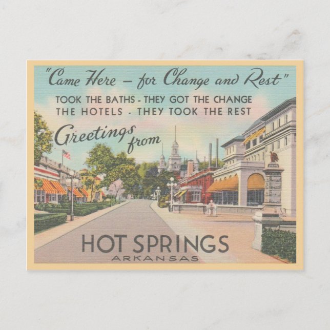 Varmkällor Arkansas Vintage Välkommen vykort (Framsida)