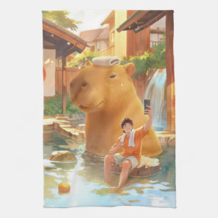Varmkällsmoment: Jätte Capybara Selfie Konst Kökshandduk