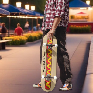 Varmkorv Färgrik Mat Personligt Namn Mini Skateboard Bräda 18,5 Cm