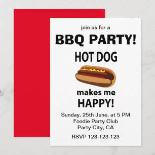 Varmkorv Gör Mig Glad Varmkorv BBQ-fest Inbjudningar