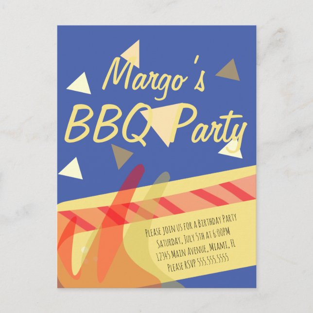 Varmkorv grillfest BBQ födelsedagsfest inbjudan po (Framsida)