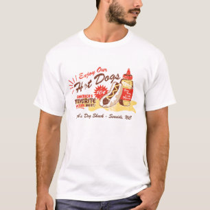 Varmkorv Vintage-Utformad utslagsplats Tee Shirt