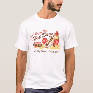 Varmkorv Vintage-Utformad utslagsplats Tee Shirt