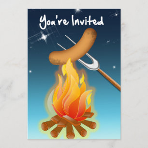 Varmkorven över Campfire är du inbjuden Inbjudningar