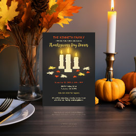 Varmljus Färgfläckar Löv Thanksgiving Middag Inbjudningar