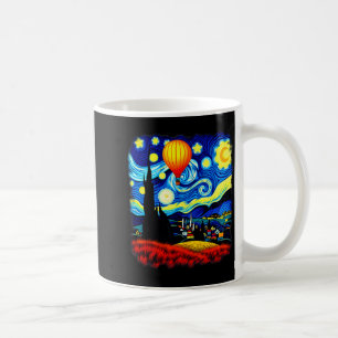 Varmluftsballong i stjärnnatt i Van Gogh-stil Kaffemugg