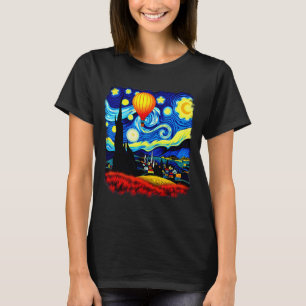 Varmluftsballong i stjärnnatt med Van Gogh-stil T Shirt