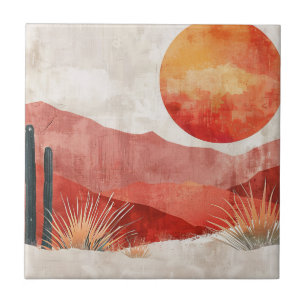 Varmminimalist - Abstrakt Boho Desert Ligcape Kakelplatta