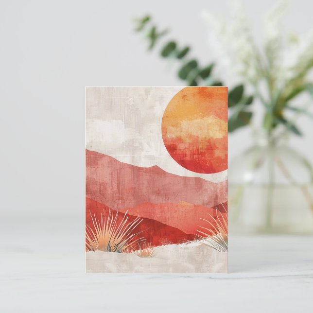 Varmminimalist - Abstrakt Boho Desert Ligcape Vykort (Stående Fram)