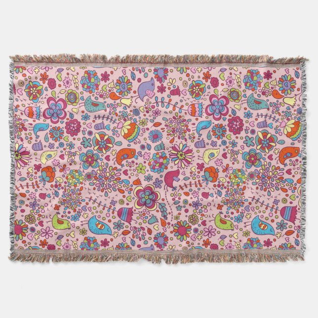 Vårmönster med färgrika blommor mysfilt (Framsidan)