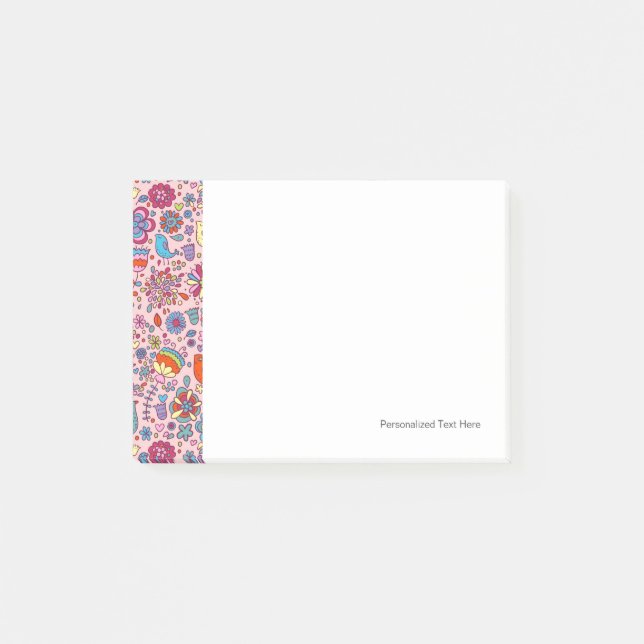 Vårmönster med färgrika blommor post-it block (Framsida)