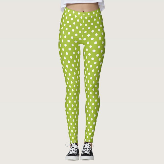 Vårmönster med vitpolka dots leggings (Framsida)