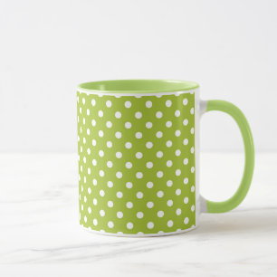 Vårmönster med vitpolka dots mugg