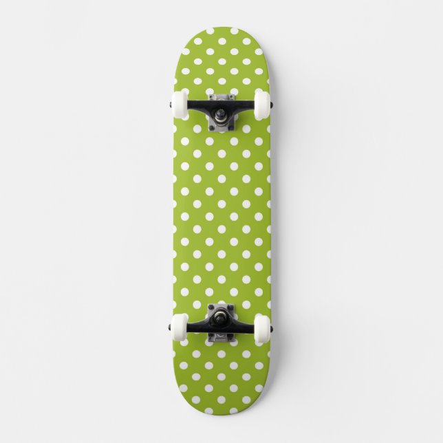 Vårmönster med vitpolka dots skateboard bräda 20 cm (Framsida)