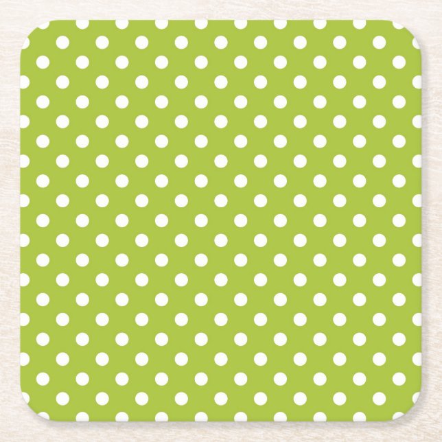 Vårmönster med vitpolka dots underlägg papper kvadrat (Framsidan)