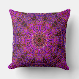 Varmpink Mandala Kalejdoskopiskt Motiv Kudde