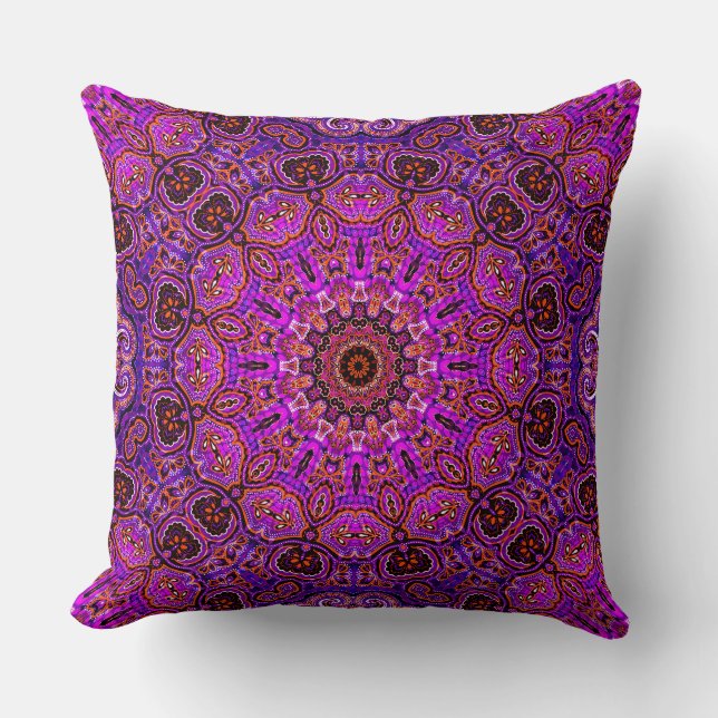 Varmpink Mandala Kalejdoskopiskt Motiv Kudde (Framsida)