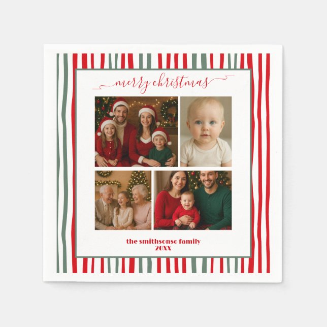 Varmrandig familjefoto God jul Pappersservett (Framsidan)