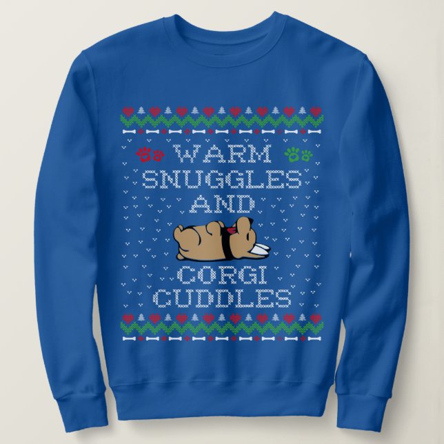 Varmrör och Corgi Cuddles Ugly Sweater T Shirt (Design framsida)
