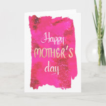 Varmrosa akvarell morsdagskort