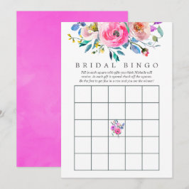 Varmrosa akvarellblommig bröllopsduschbingo inbjudningar