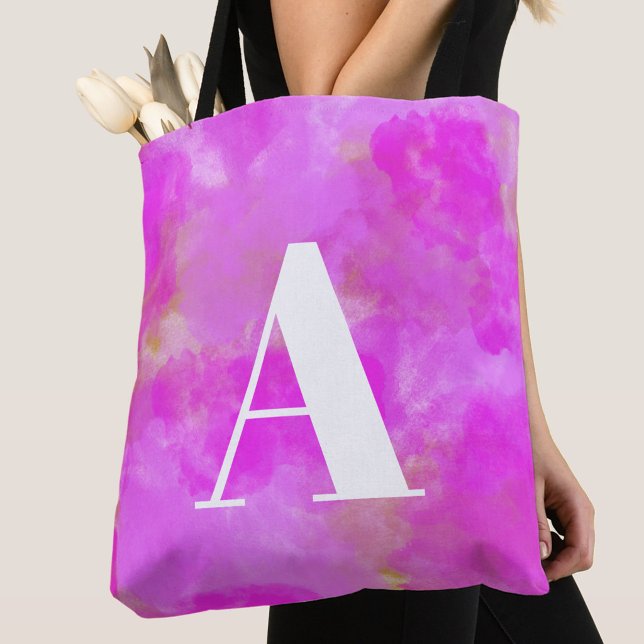 Varmrosa akvarellmonogramtypografi tygkasse (Skapare uppladdad)