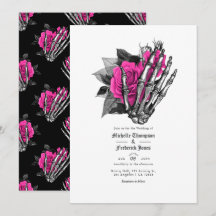 Varmrosa blomstergotisk bröllops QR-kod