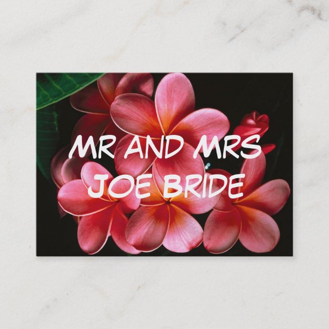 Varmrosa blomstermönstrade välkomstkort för nya he visitkort (Framsida)