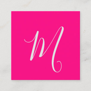 varmrosa - chic monogram fyrkantigt visitkort