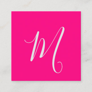 varmrosa - chic monogram fyrkantigt visitkort