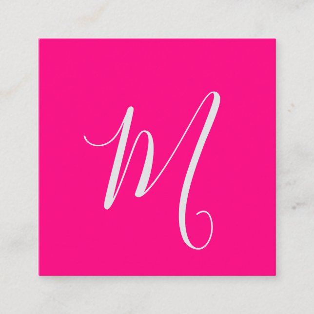 varmrosa - chic monogram fyrkantigt visitkort (Framsida)