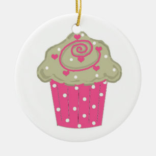 Varmrosa Cupcake Julgransprydnad Keramik