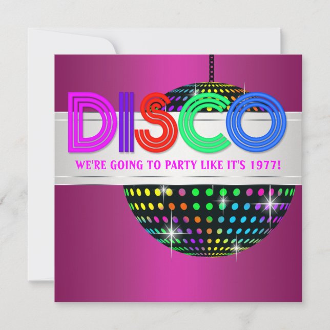 Varmrosa Discofest Inbjudningar (Framsida)