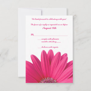 Varmrosa Gerbera-Daisy Vit Bröllops-Svarskort OSA Kort
