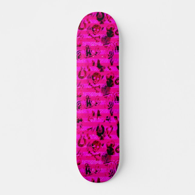 Varmrosa Graffiti Skateboarddäck Mini Skateboard Bräda 18,5 Cm (Framsida)