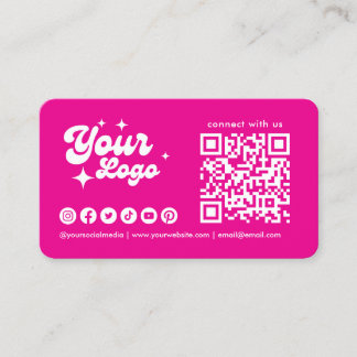 Varmrosa Logotyp Qr-kod för Uppkoppling Med Oss So Visitkort