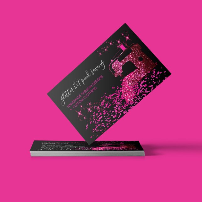 Varmrosa maskinstoff skräddare tygsömnad visitkort (Skapare uppladdad)