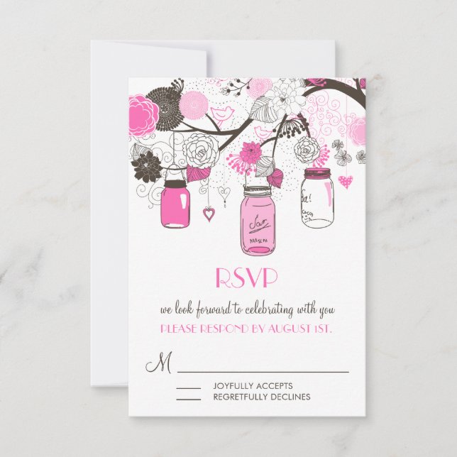 Varmrosa Murarburkbröllop RSVP-kort Inbjudningar (Framsida)