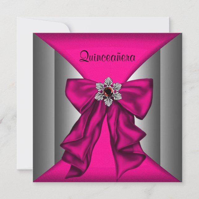 Varmrosa Quinceanera Varmrosa Födelsedagsfest Inbjudningar (Framsida)