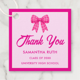 Varmrosa Rutig Båge Examenfest Gåvor Etiketter