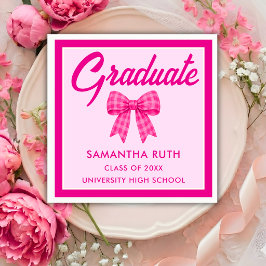 Varmrosa Rutig Band Examenstårtor Pappersservett