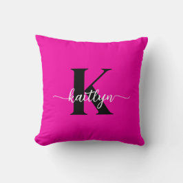Varmrosa svart monogram kudde