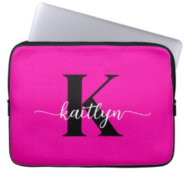 Varmrosa svart monogram laptop fodral