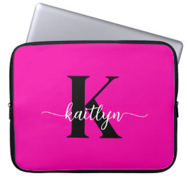 Varmrosa svart monogram laptop fodral