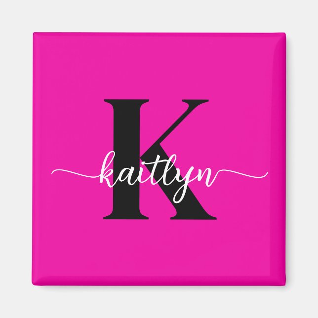 Varmrosa svart monogram magnet (Framsidan)